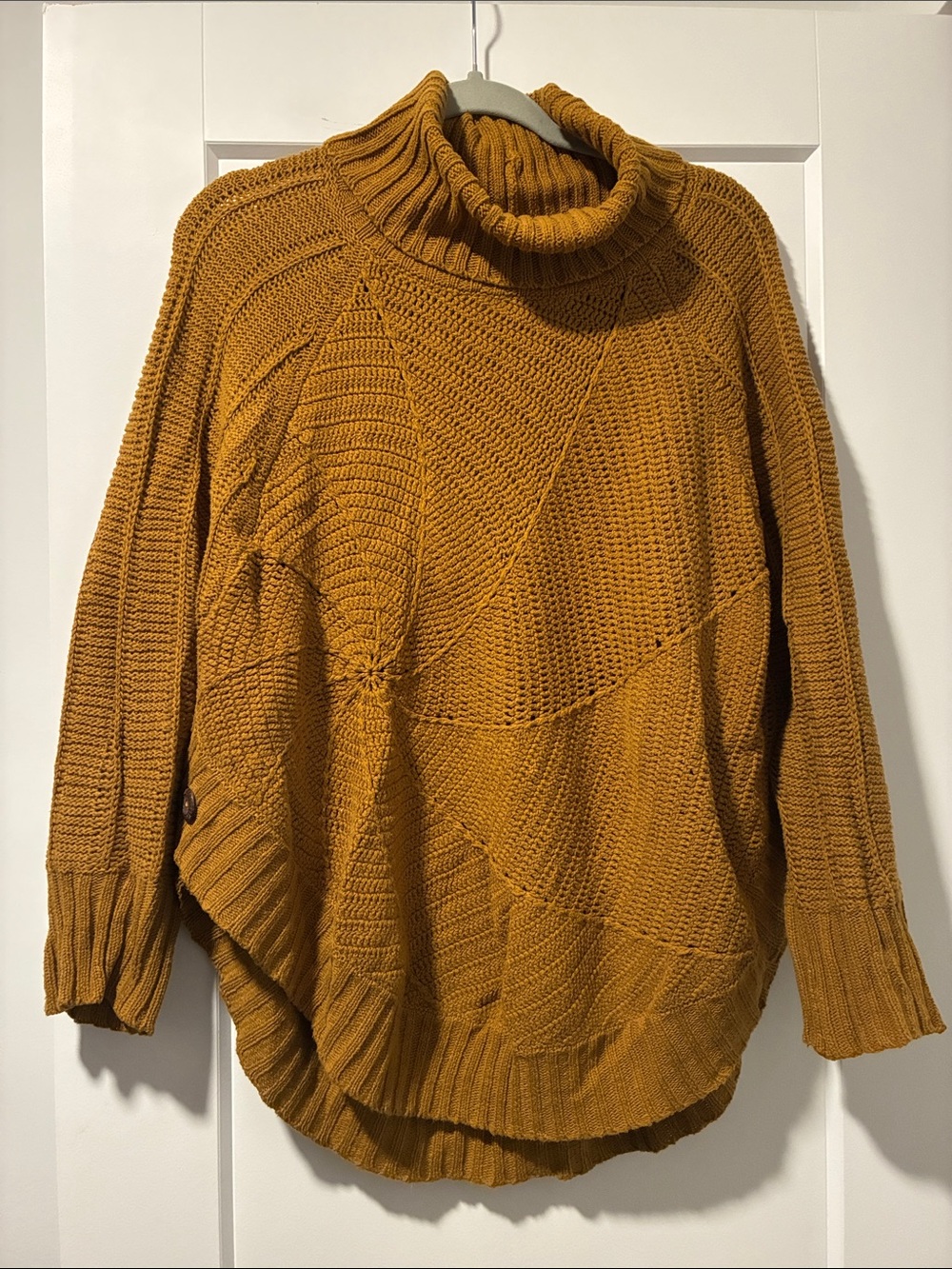 Angel Of The North Mustard Ribbed Cowl Neck Sweater